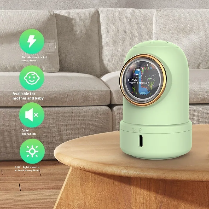 New Sky Eye photocatalyst mosquito killing lamp with UV light, 14cm plastic body, in white finish on a desk