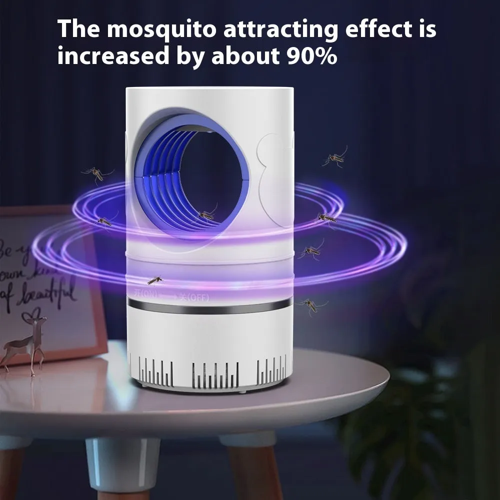 New Sky Eye photocatalyst mosquito killing lamp with UV light, 14cm plastic body, in white finish on a desk