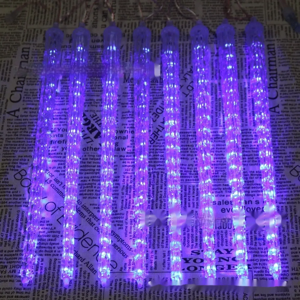 Solar LED ice cone meteor shower festoon lamp set with remote control for outdoor Christmas decoration
