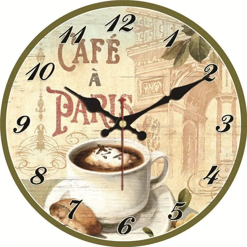Retro wooden mute pointer wall clock, square shape, exposed mechanisms, available in sizes from 15x15cm to 40x40cm
