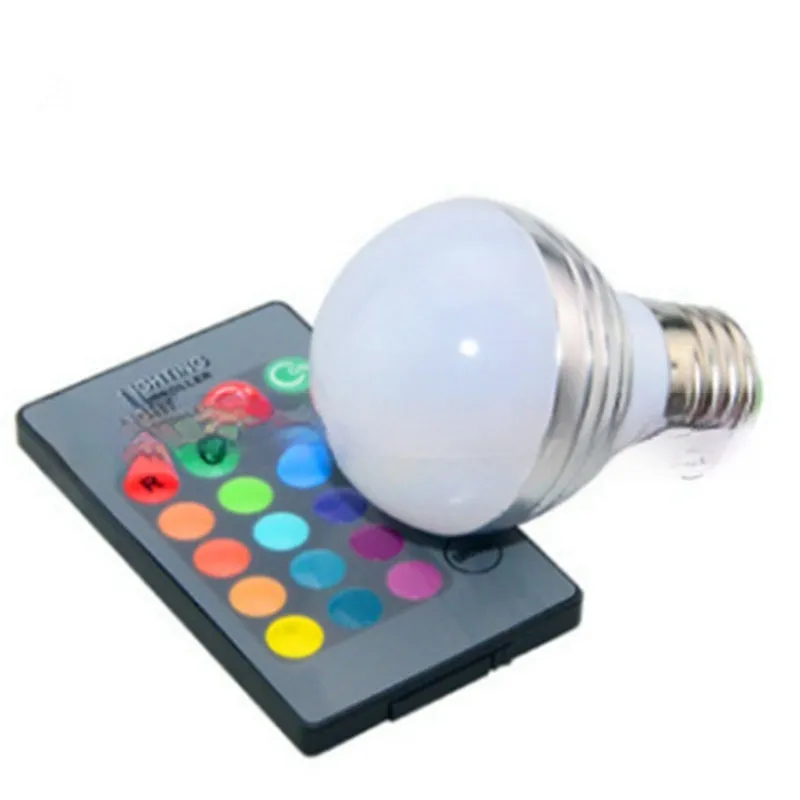 RGB smart bulb 3W seven-color changing dimmable ambience light with aluminium body and E27 lamp holder