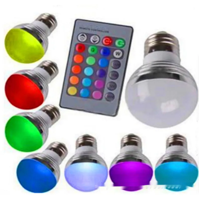 RGB smart bulb 3W seven-color changing dimmable ambience light with aluminium body and E27 lamp holder