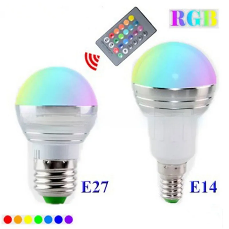 RGB smart bulb 3W seven-color changing dimmable ambience light with aluminium body and E27 lamp holder