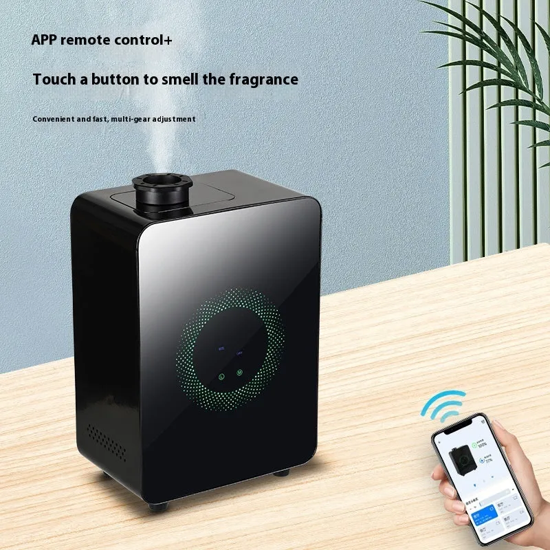 Large matte black intelligent aromatherapy machine wall-mounted with touch panel and 300ml capacity