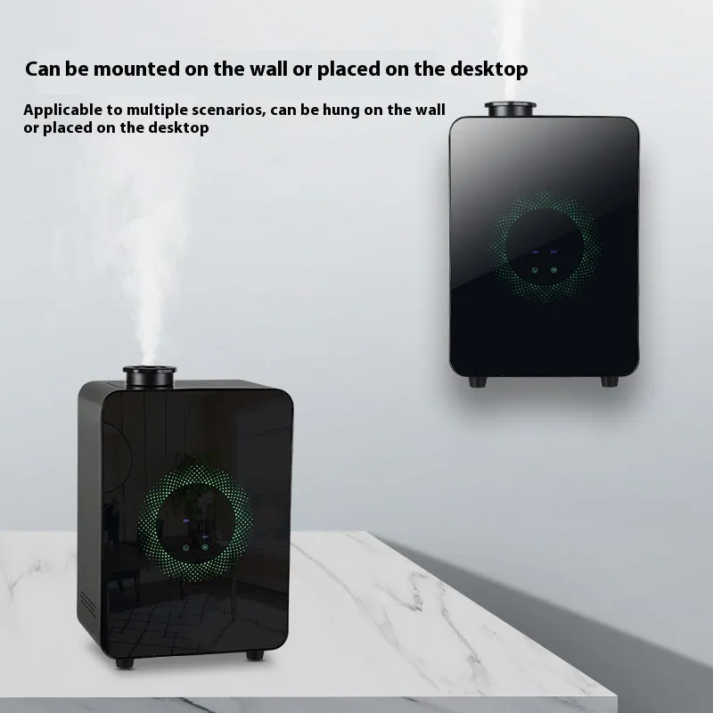 Large matte black intelligent aromatherapy machine wall-mounted with touch panel and 300ml capacity