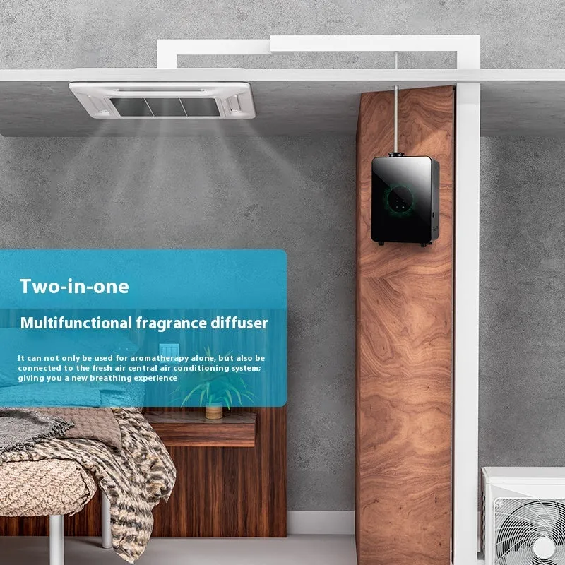 Large matte black intelligent aromatherapy machine wall-mounted with touch panel and 300ml capacity