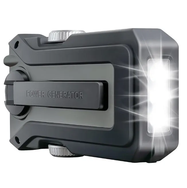 Multifunctional solar hand-shake radio flashlight with LED light in army green on white background