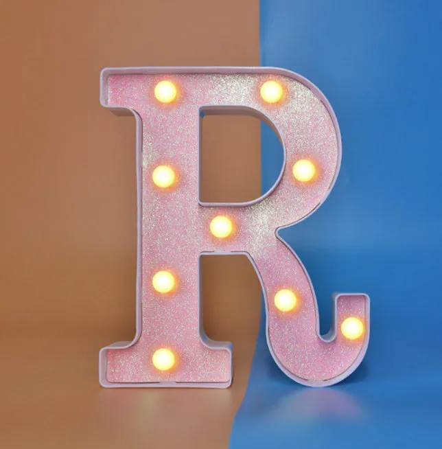 22cm plastic letter-shaped night light with battery power for party decoration