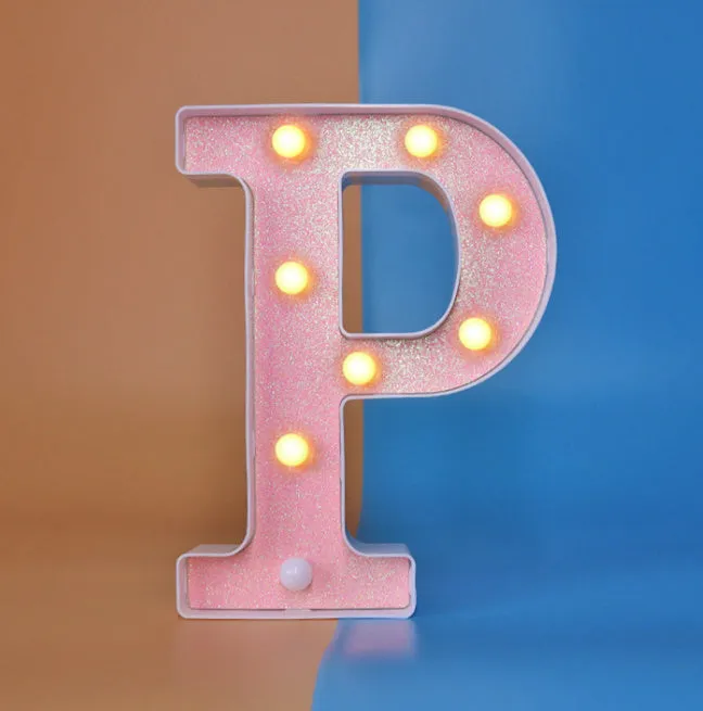 22cm plastic letter-shaped night light with battery power for party decoration