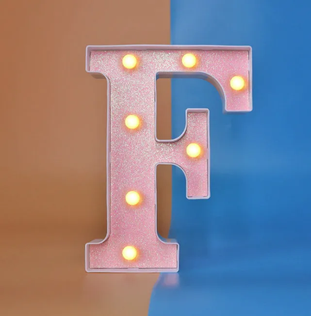 22cm plastic letter-shaped night light with battery power for party decoration