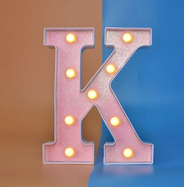 22cm plastic letter-shaped night light with battery power for party decoration
