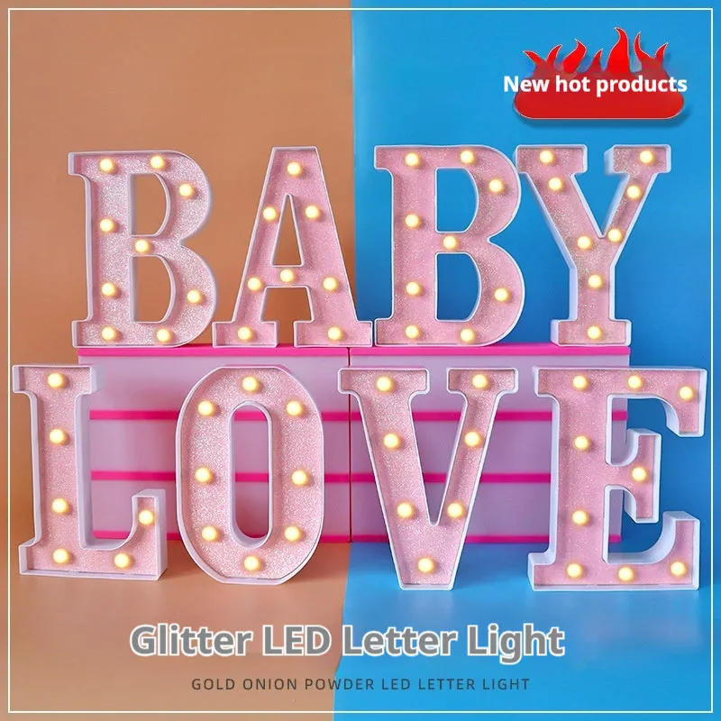 22cm plastic letter-shaped night light with battery power for party decoration