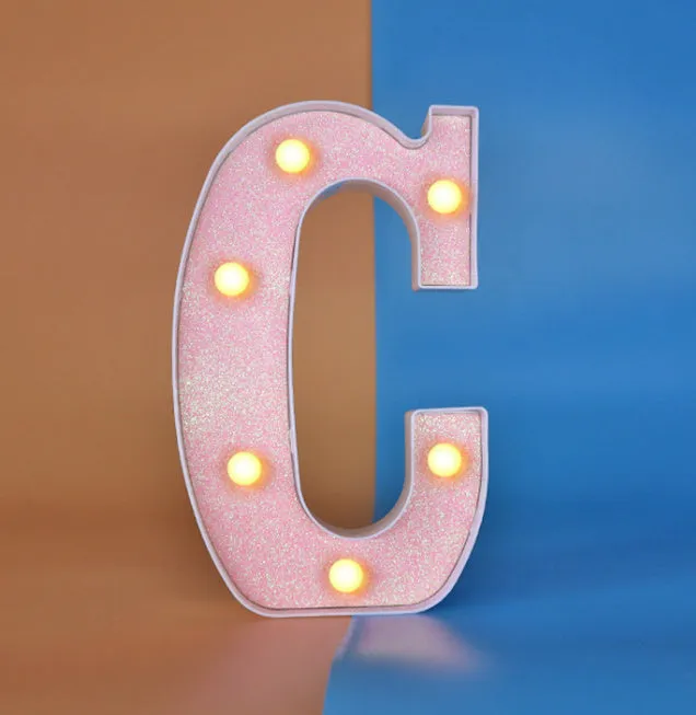 22cm plastic letter-shaped night light with battery power for party decoration