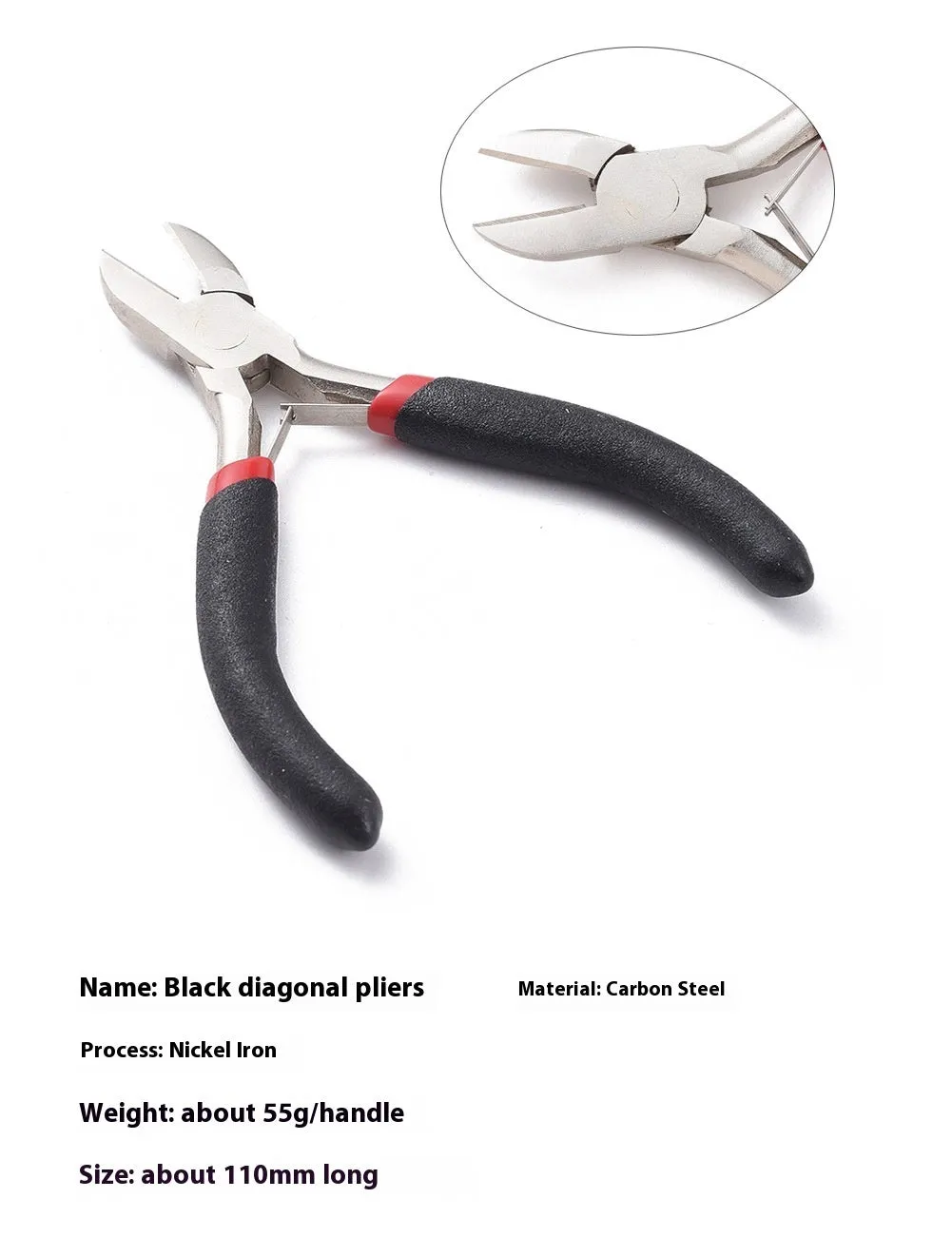 Medium carbon steel nickel iron plier for DIY craft and jewellery making, black finish