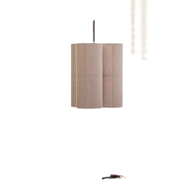Japanese retro style box lamp with linen shade, available in multiple sizes for restaurant and tea room lighting