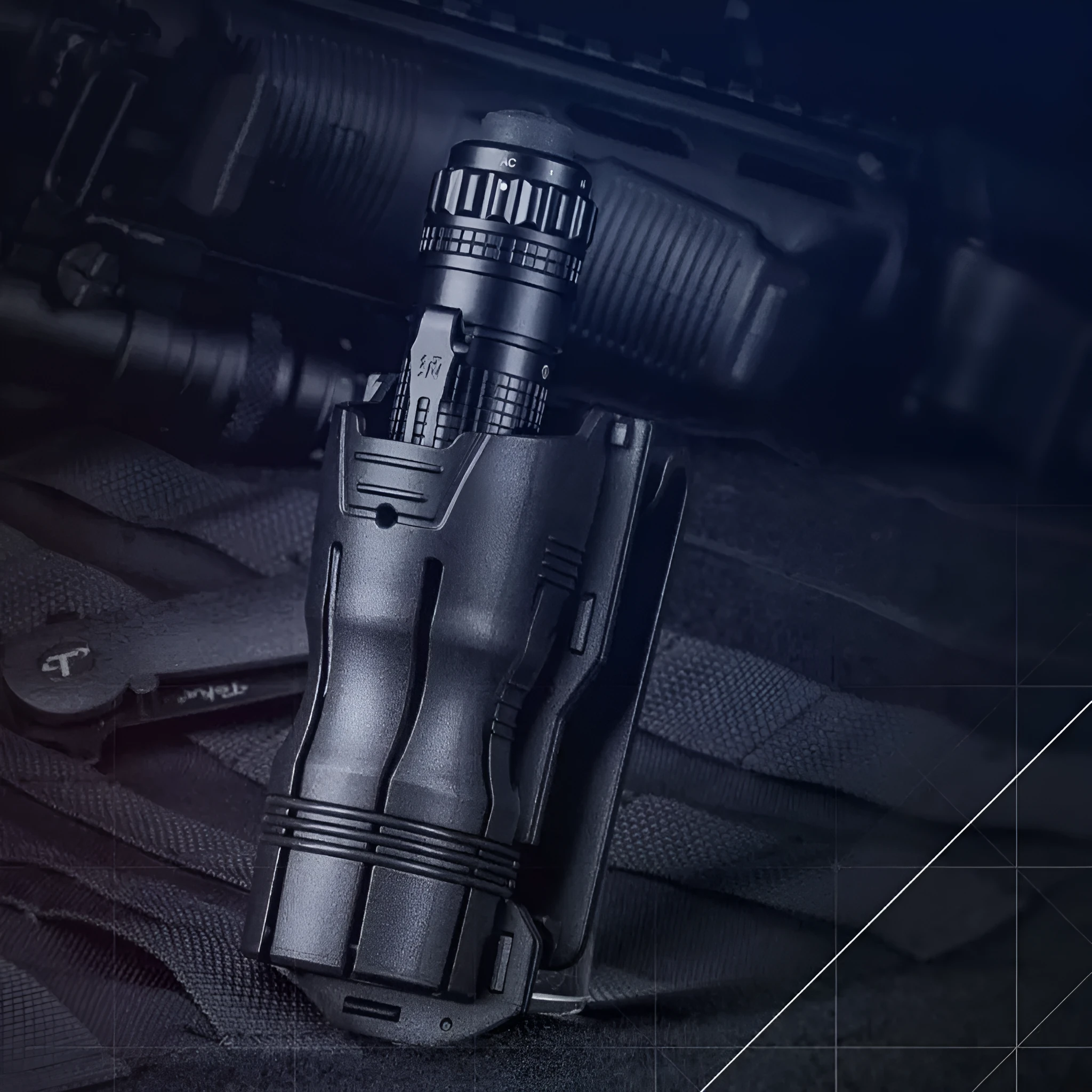 Black nylon glass fibre 360-degree rotating tactical torch quick pull sleeve for 27-30mm flashlights