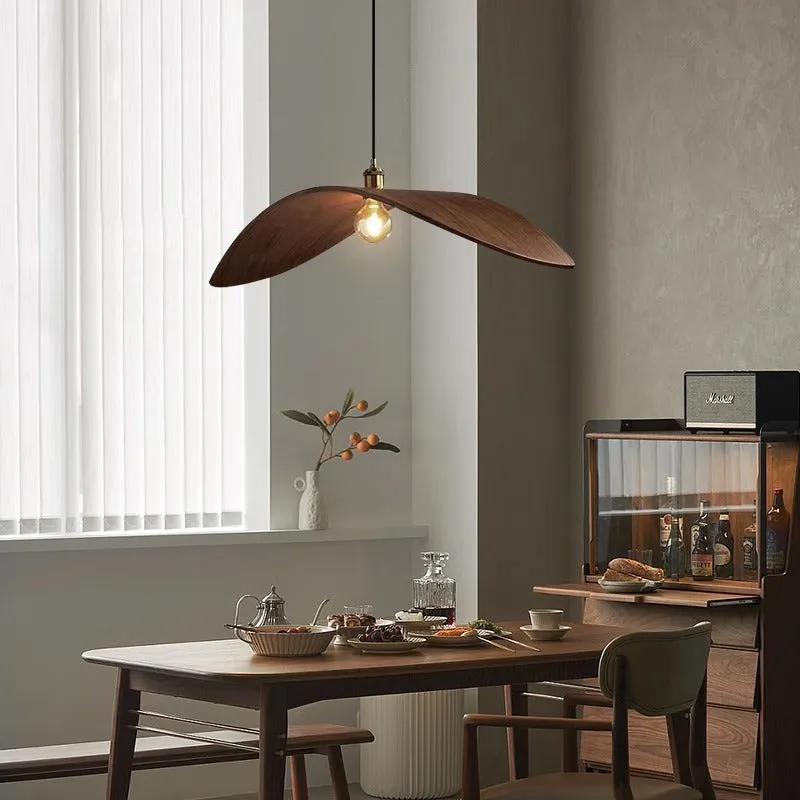 Japanese Zen walnut chandelier for living room or dining room with 38cm to 85cm diameter options