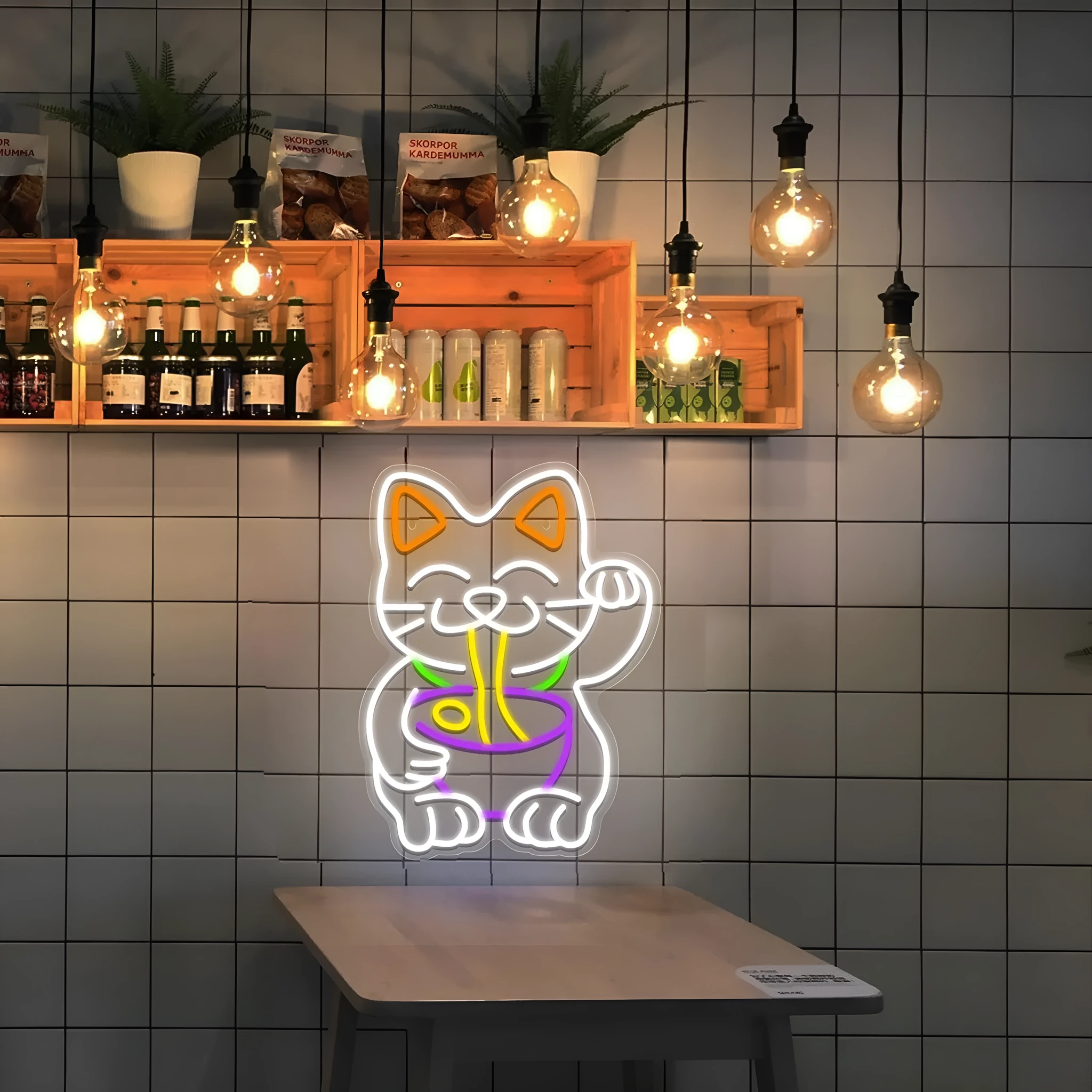 Lucky cat pet neon light board 8W adjustable brightness with animal zodiac design on desk