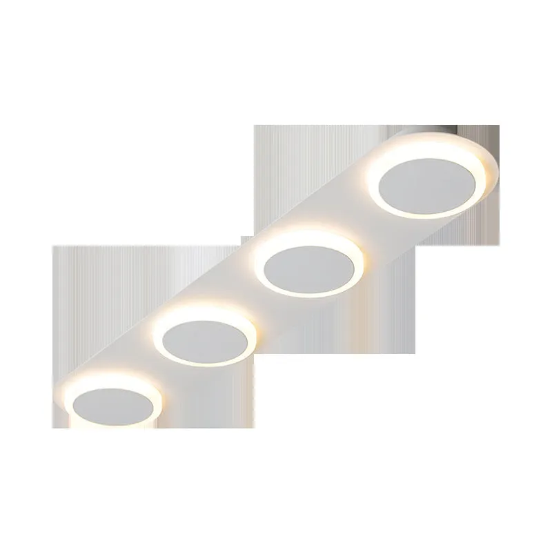Matte white strip ceiling lamp with iron and acrylic shade, 3 heads, for hallway