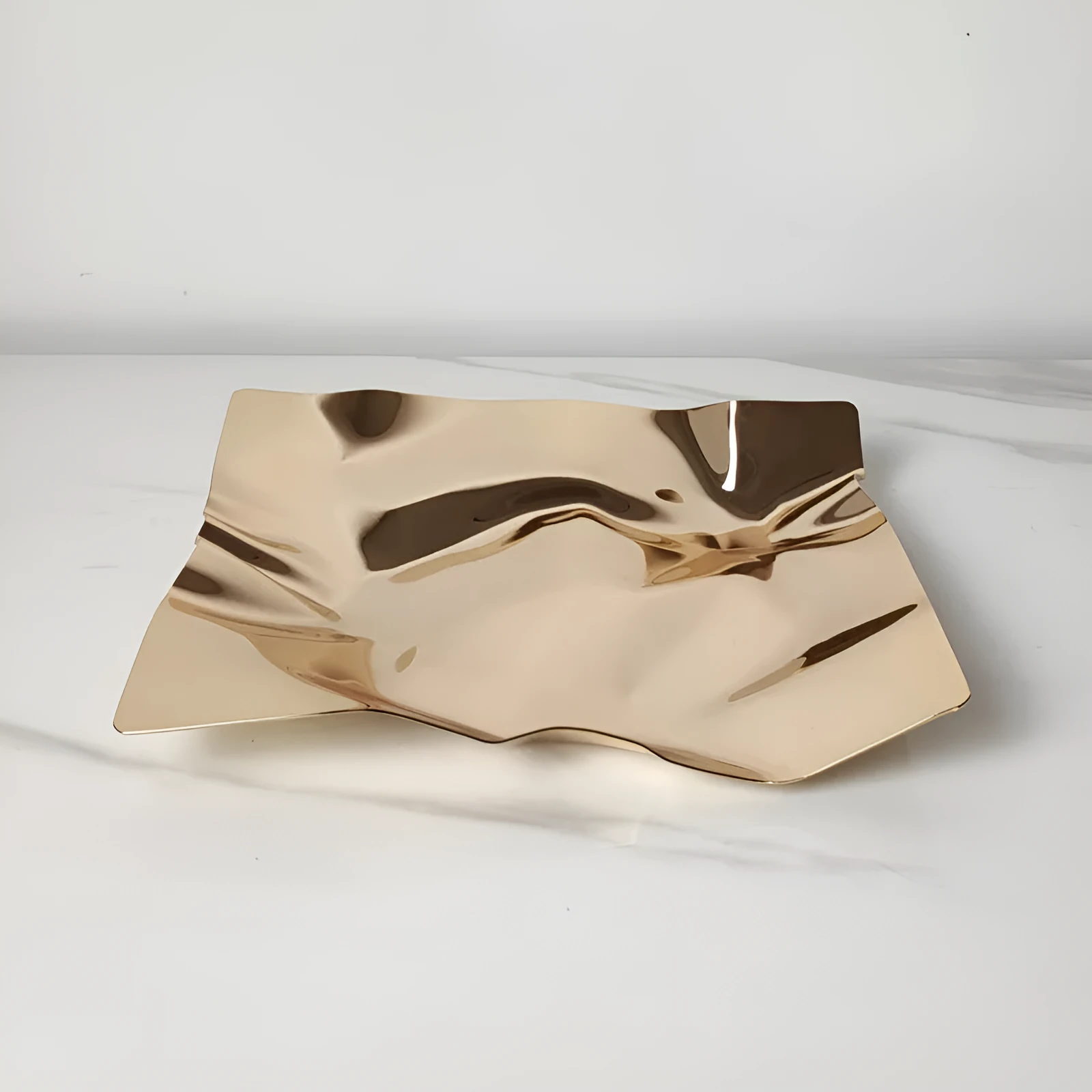 Stainless steel irregular fruit plate modern simple metal bowl silver gold 200x230x40mm