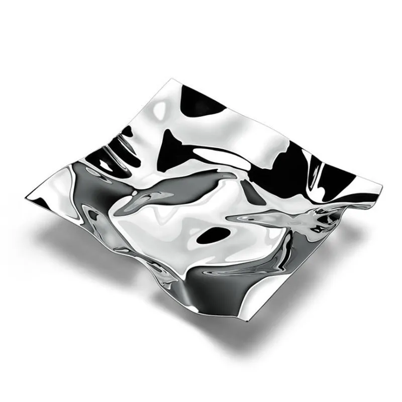 Stainless steel irregular fruit plate modern simple metal bowl silver gold 200x230x40mm