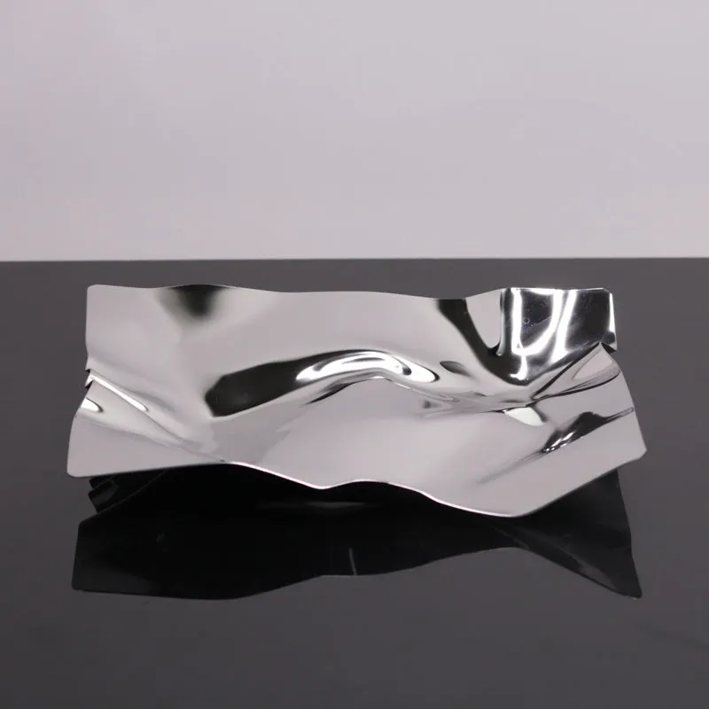 Stainless steel irregular fruit plate modern simple metal bowl silver gold 200x230x40mm