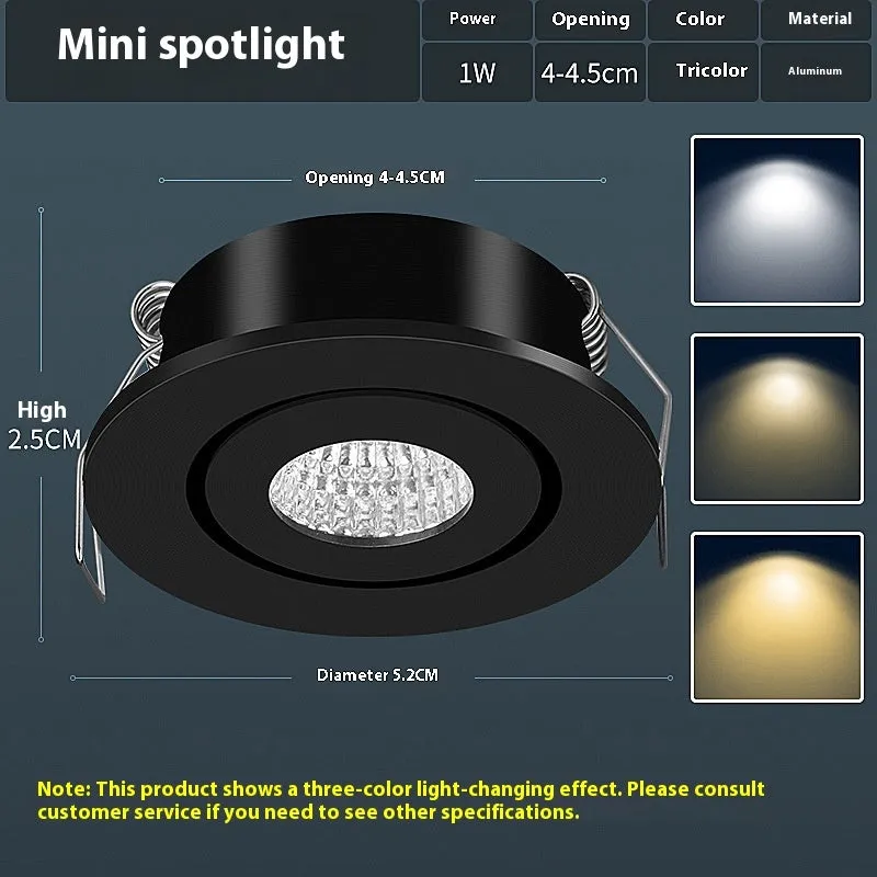 LED mini spotlight embedded concealed ceiling light aluminium housing white finish 1W 3W options