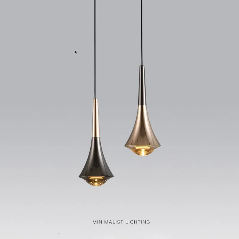 Modern adjustable Nordic bedroom bedside chandelier in shiny black gold finish with lifting design