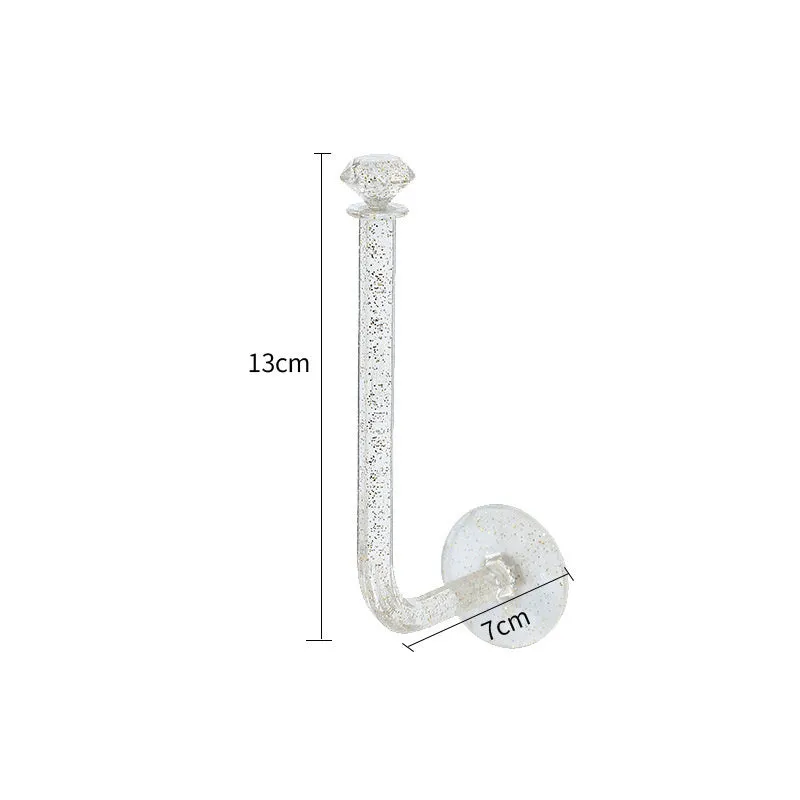 White plastic diamond crystal storage hook on a wall, large size 13x7x4cm