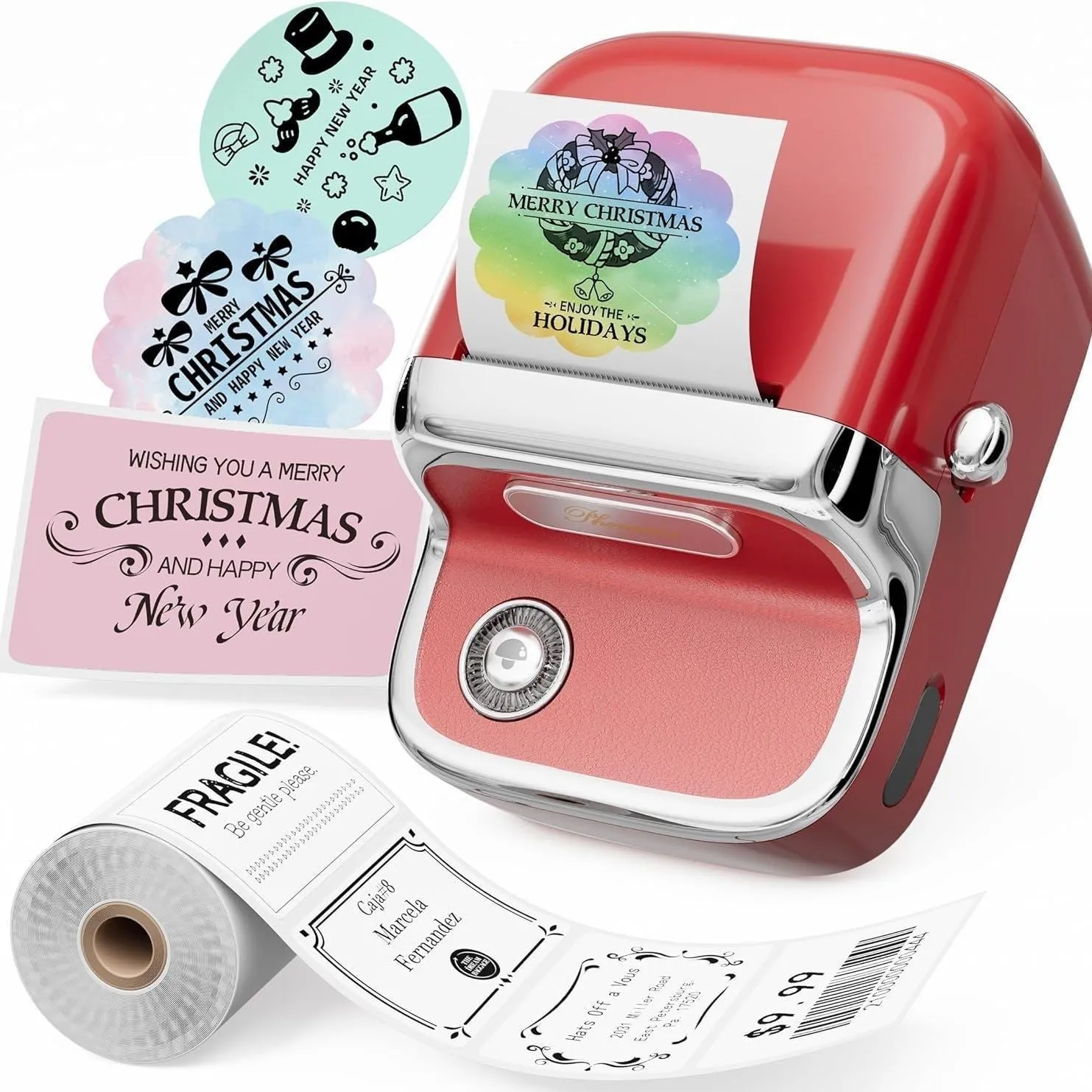 Portable handheld Bluetooth thermal label printer M150 in sky blue with compact design