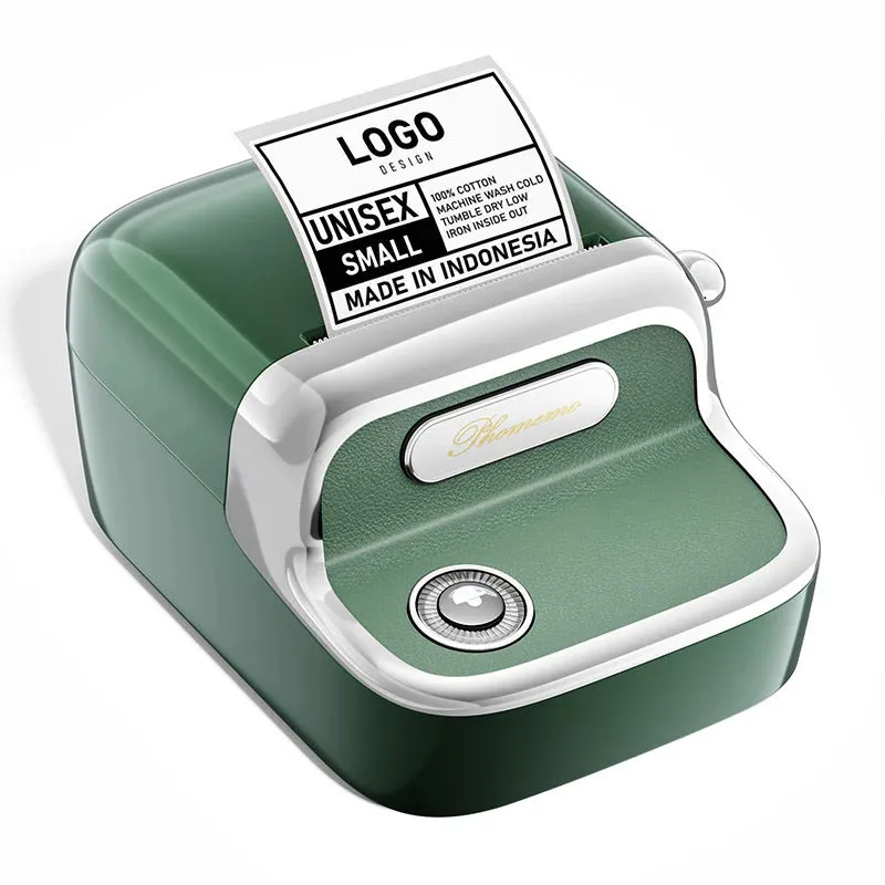 Portable handheld Bluetooth thermal label printer M150 in sky blue with compact design