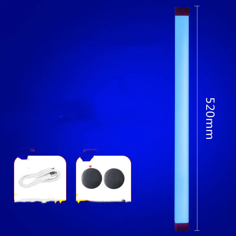 Blue and purple USB rechargeable LED tube light stick with dimmer switch.