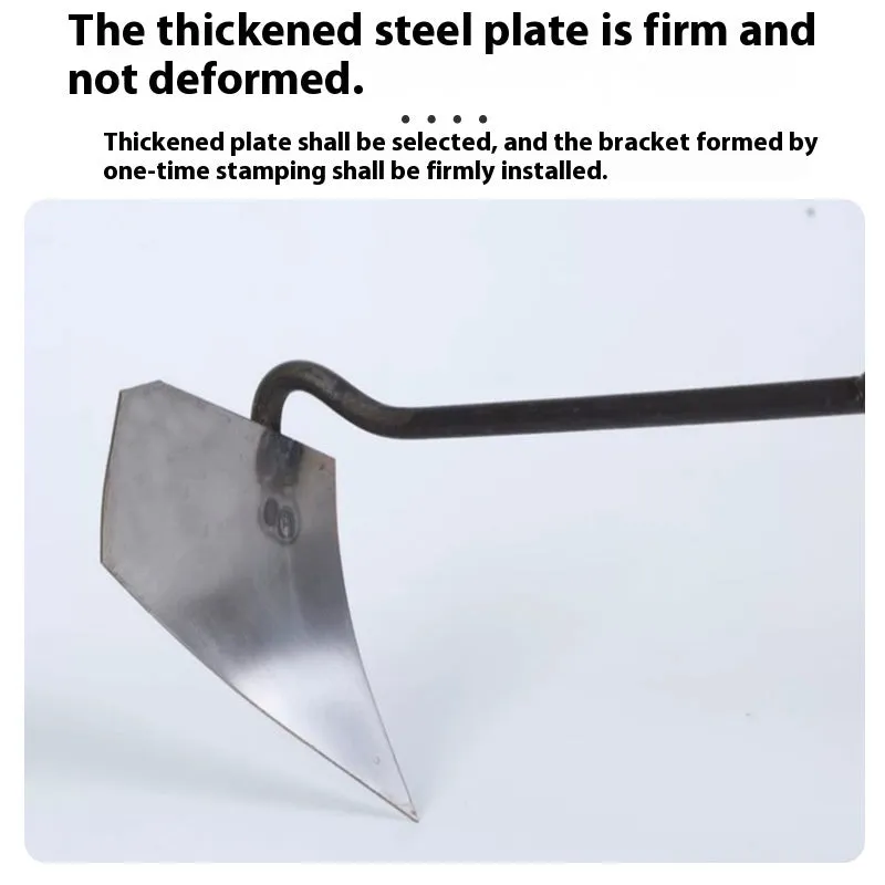 Thickened manganese steel triangle hoe plough with pointed tip for soil loosening and furrow fertilisation