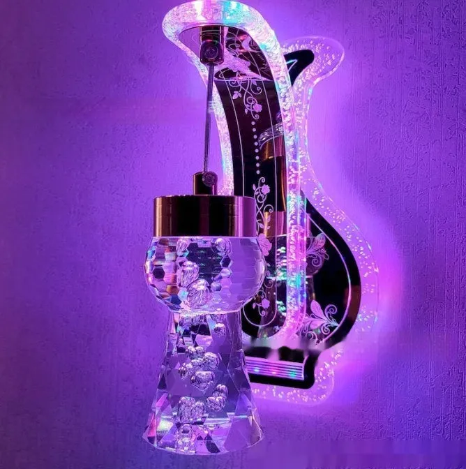 Oval acrylic crystal hanging wall lamp warm light extra large size hotel bedroom decorative