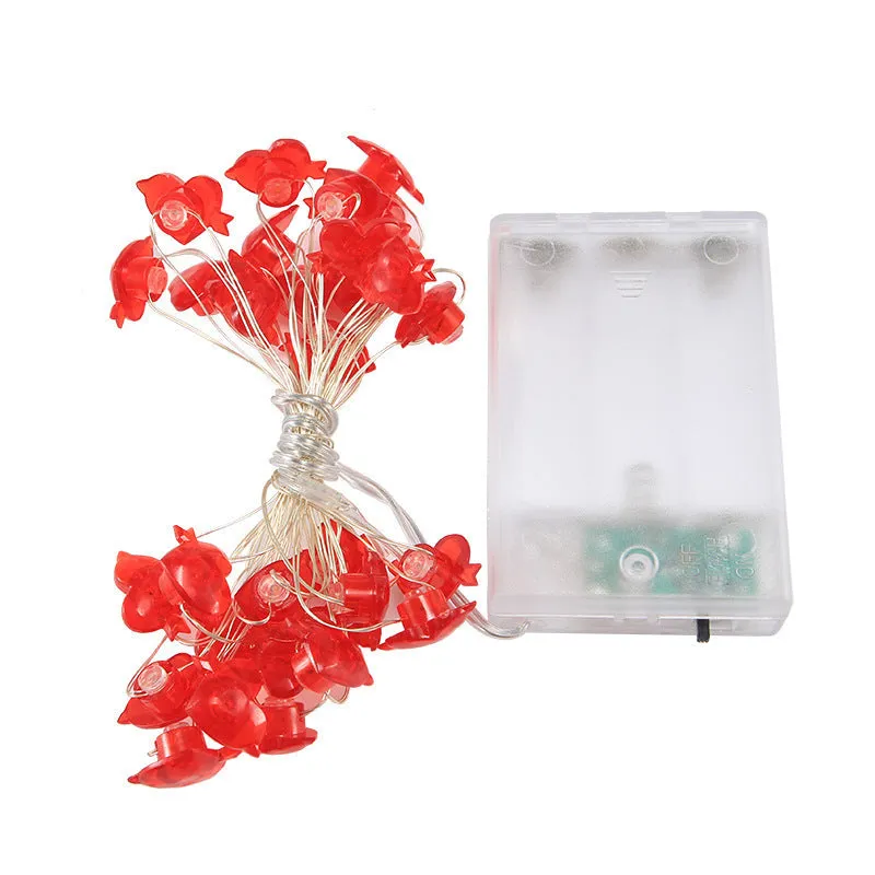 Heart-shaped LED copper wire string lights for Valentine's Day trunk proposal display