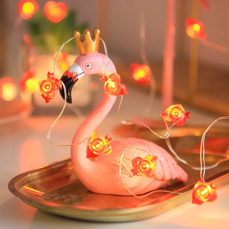 Heart-shaped LED copper wire string lights for Valentine's Day trunk proposal display