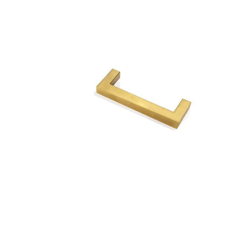 Stainless steel square pipe cabinet handle in brushed silver finish