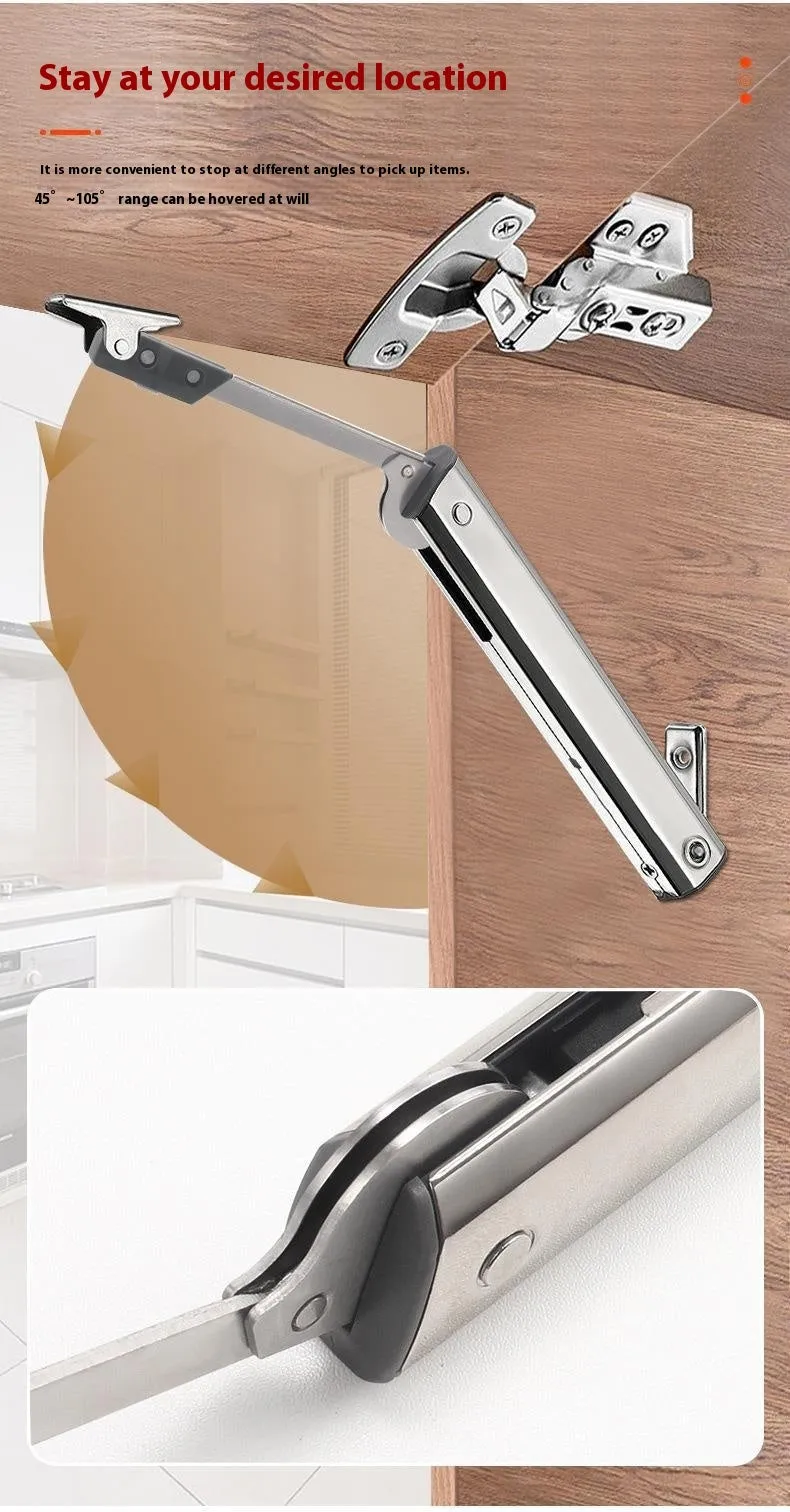 Cold rolled steel cabinet support rod with spring jackstay in stainless steel natural colour.