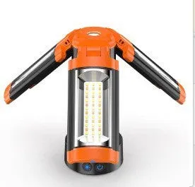 Retractable folding charging camping lantern with bracket in black and orange colour for outdoor lighting