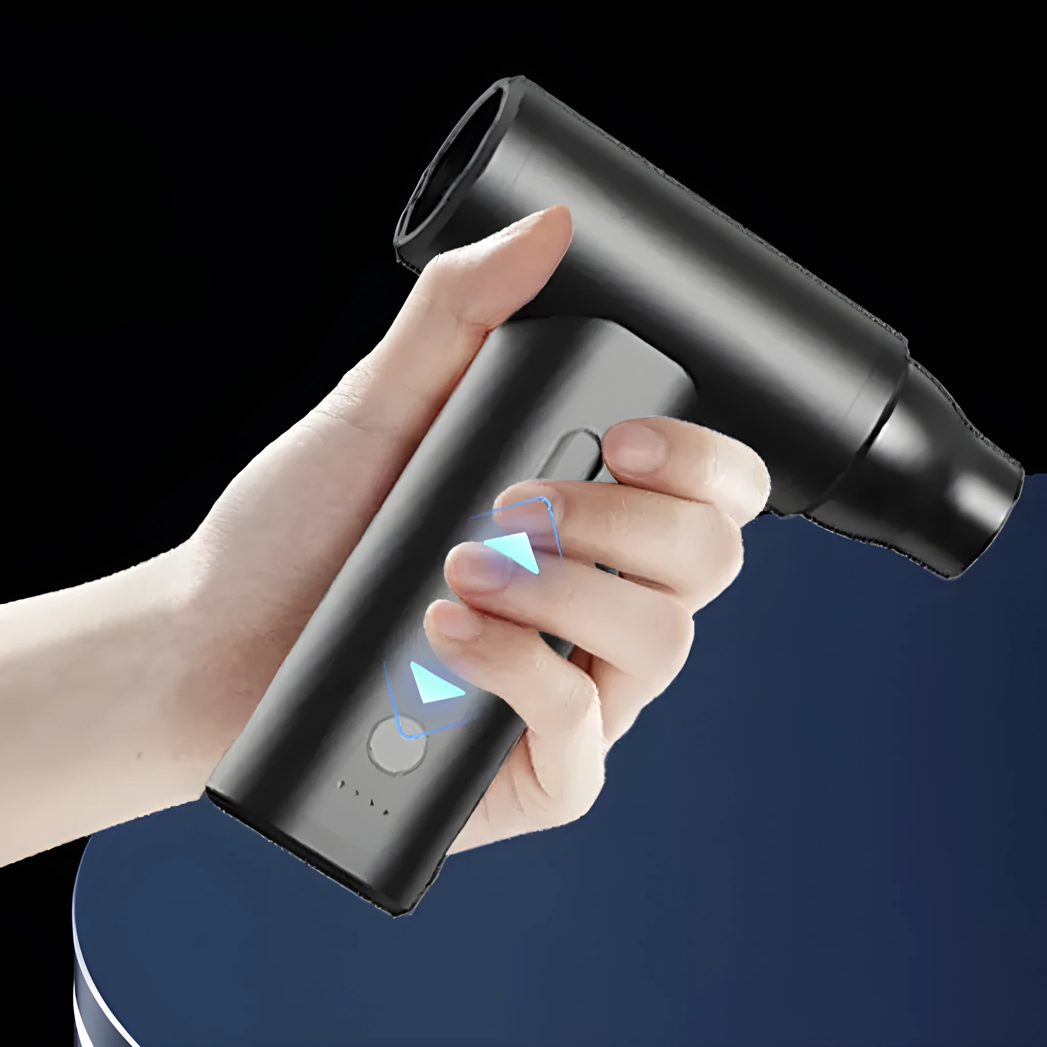 Mini rechargeable handheld dust blower with brushless motor, USB power, and continuous speed control