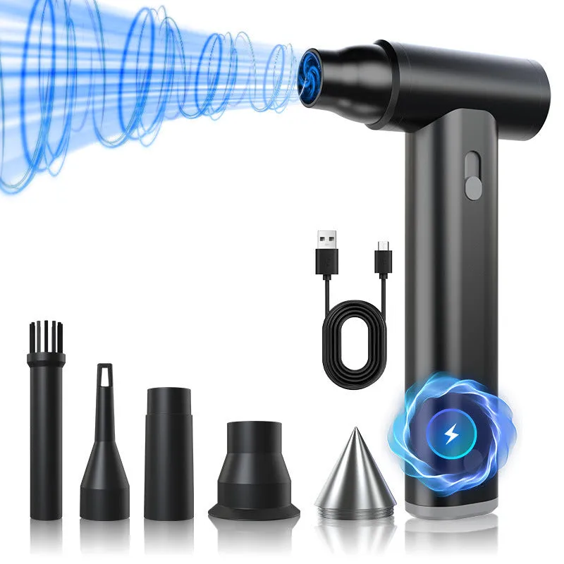 Mini rechargeable handheld dust blower with brushless motor, USB power, and continuous speed control