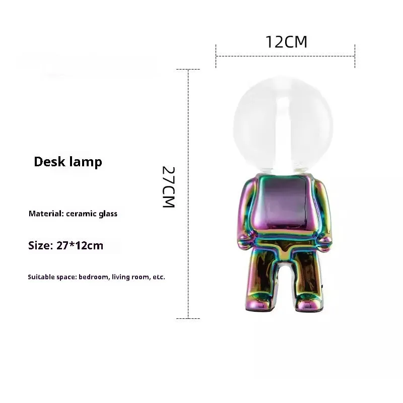 Astronaut movable creative study table lamp 27x12cm USB powered simple modern glass holder desk light