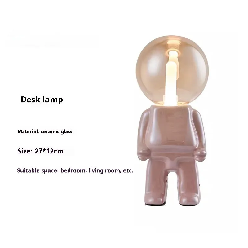 Astronaut movable creative study table lamp 27x12cm USB powered simple modern glass holder desk light