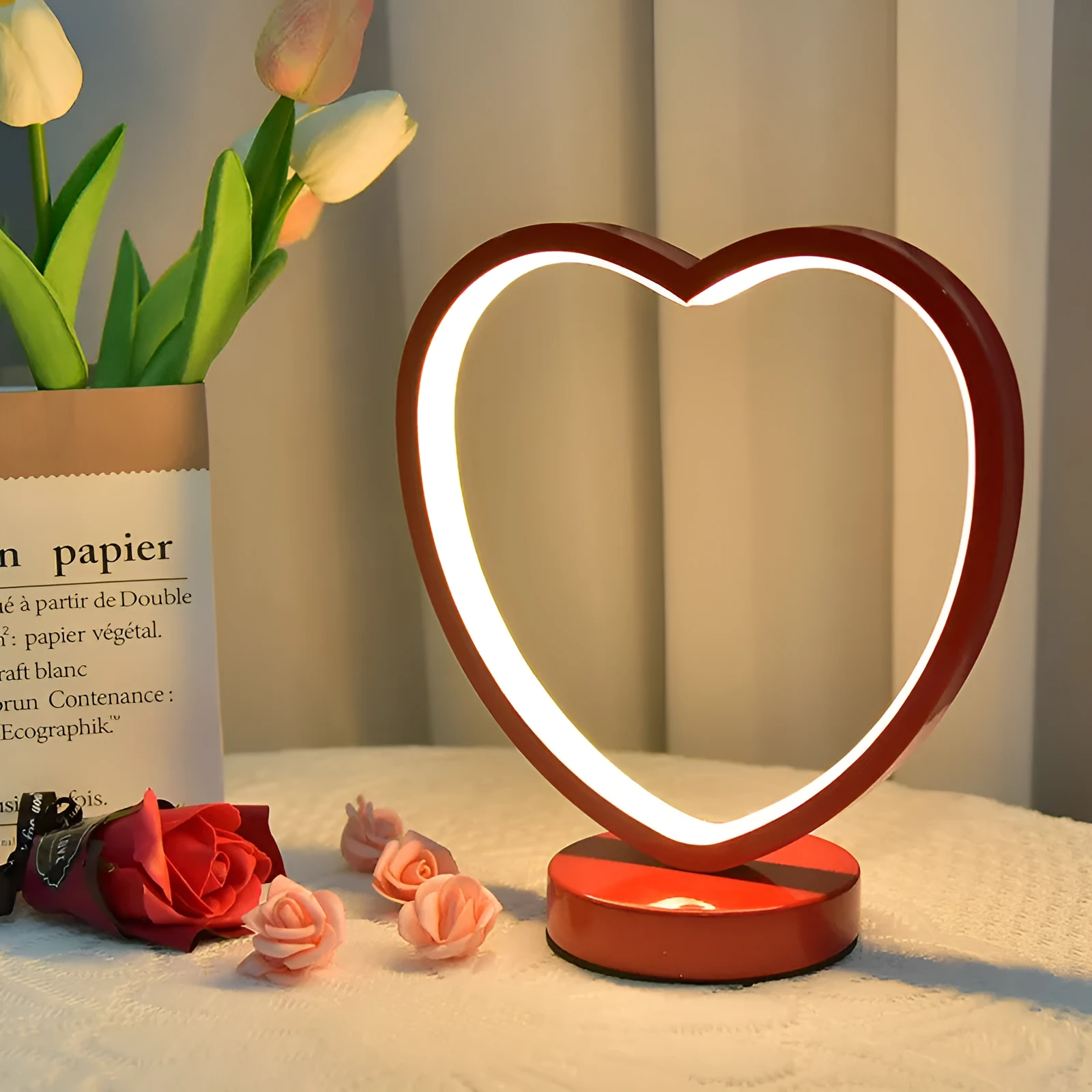 Creative red wedding lantern decorative table lamp with USB warm light and remote control dimming