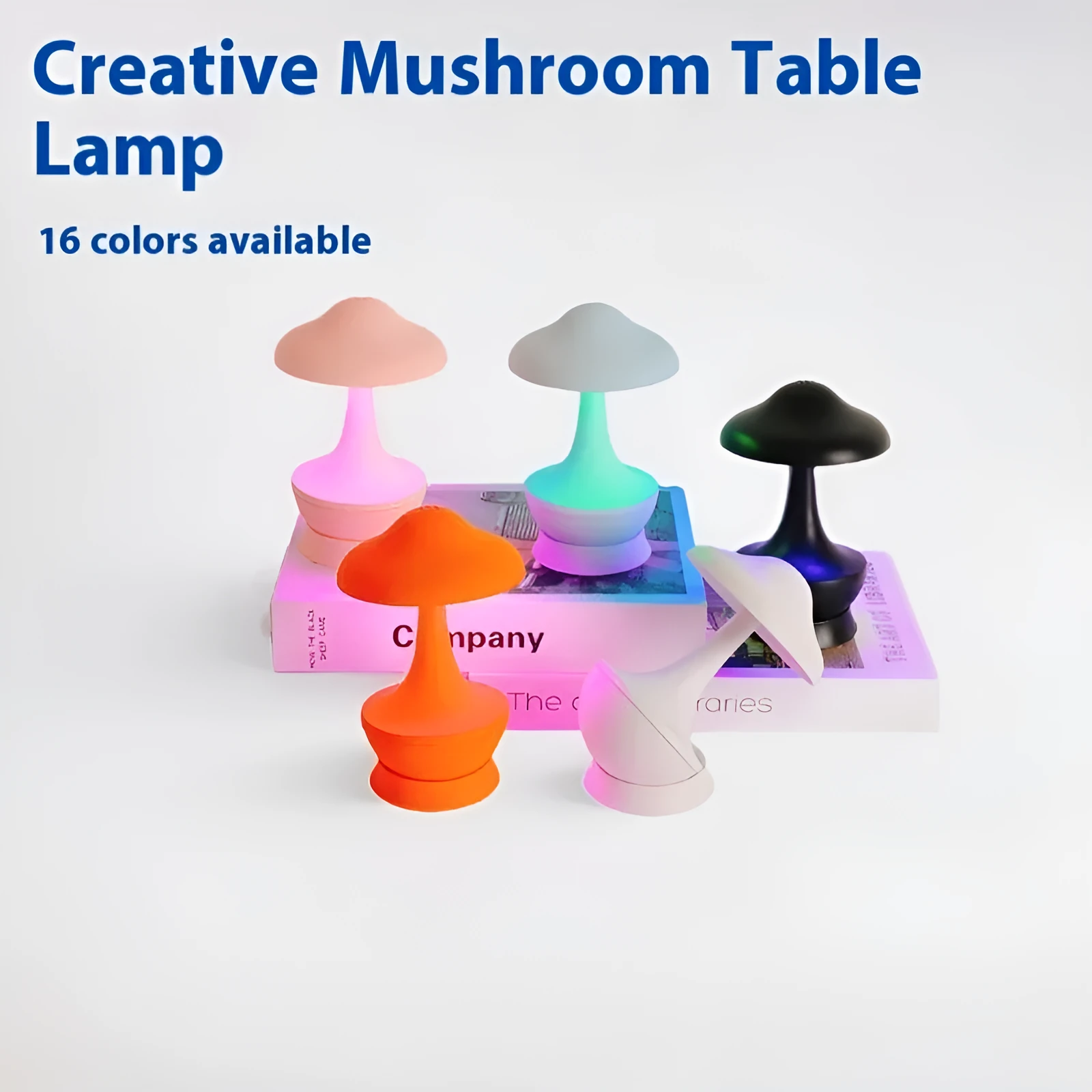 Tumbler mushroom RGB night lamp in white, ABS plastic, 90x160mm, with rechargeable base