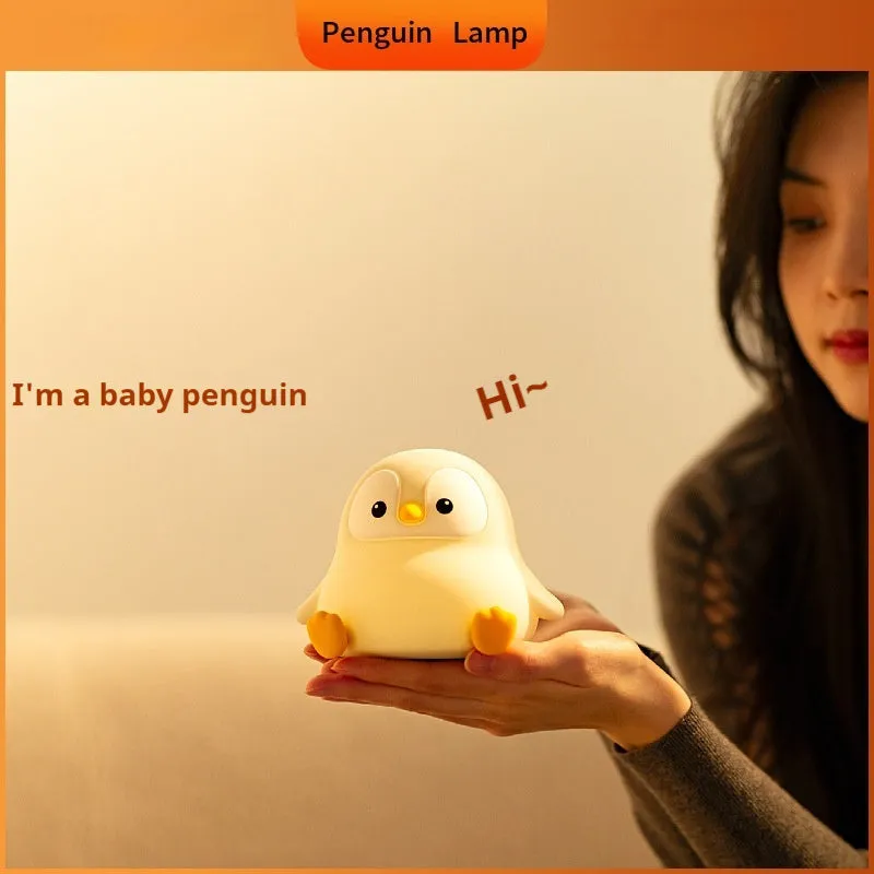 Pat USB rechargeable penguin baby night light in cartoon style with two sizes for children's room
