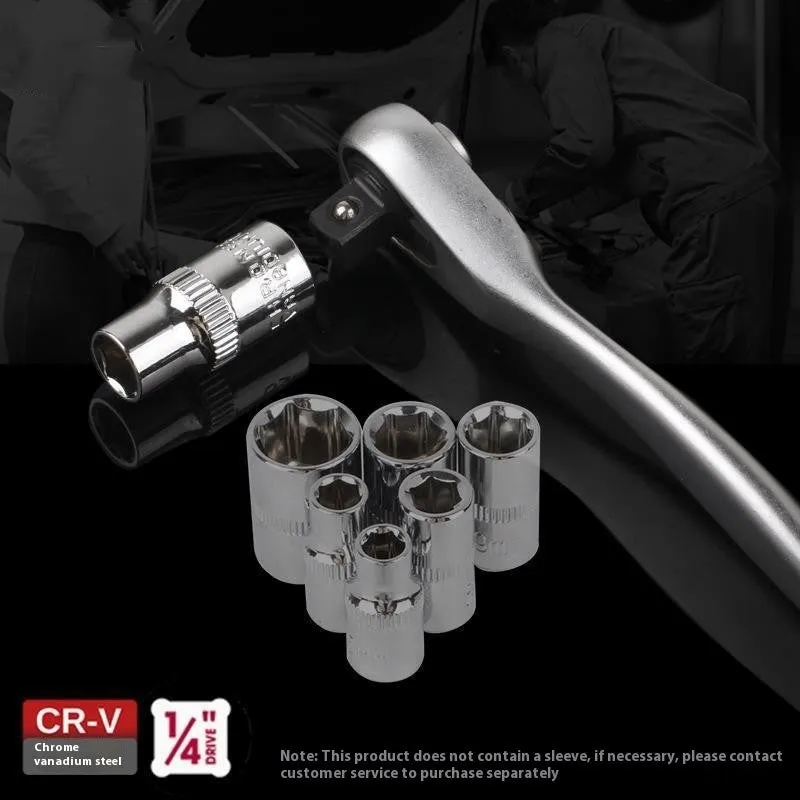 Silver galvanised steel mini ratchet wrench socket wrench on neutral background
