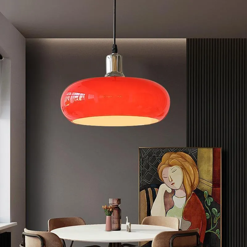 Bauhaus pendant light with three egg tart glass shades in milk white finish