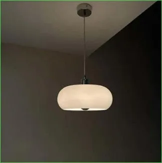 Bauhaus pendant light with three egg tart glass shades in milk white finish