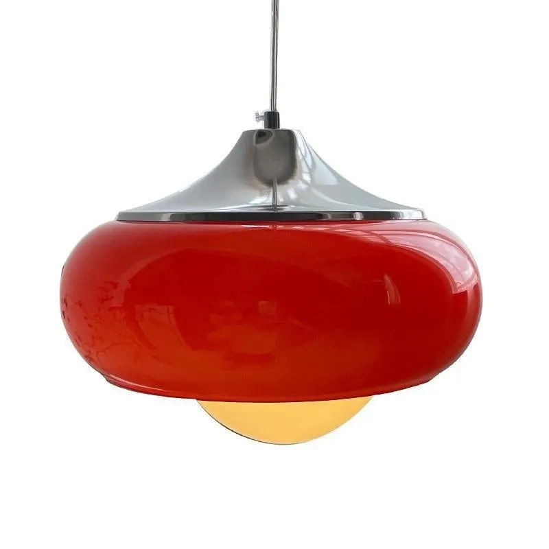 Bauhaus pendant light with three egg tart glass shades in milk white finish